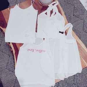 4x White Tank Tops Bundle